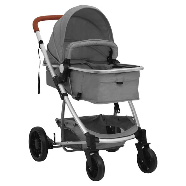 vidaXL 2-in-1-Kinderwagen Hellgrau Aluminium