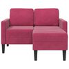 vidaXL 2-Sitzer-Sofa mit Chaiselongue L-Form Weinrot 125 cm Samt