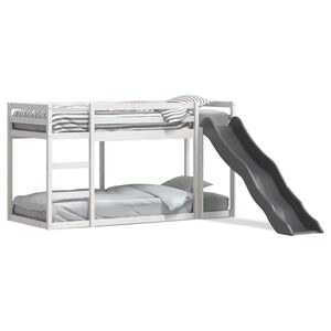 vidaXL Etagenbett mit Rutsche & Leiter Wei&szlig; 90x200cm Massivholz Kiefer