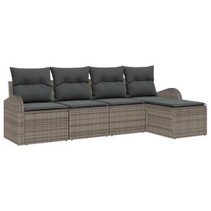 vidaXL Sofa Set mit Kissen mit Speicher 5 pcs Grau Poly-Rattan