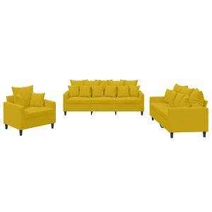 vidaXL 3-tlg. Sofagarnitur mit Kissen Gelb Samt