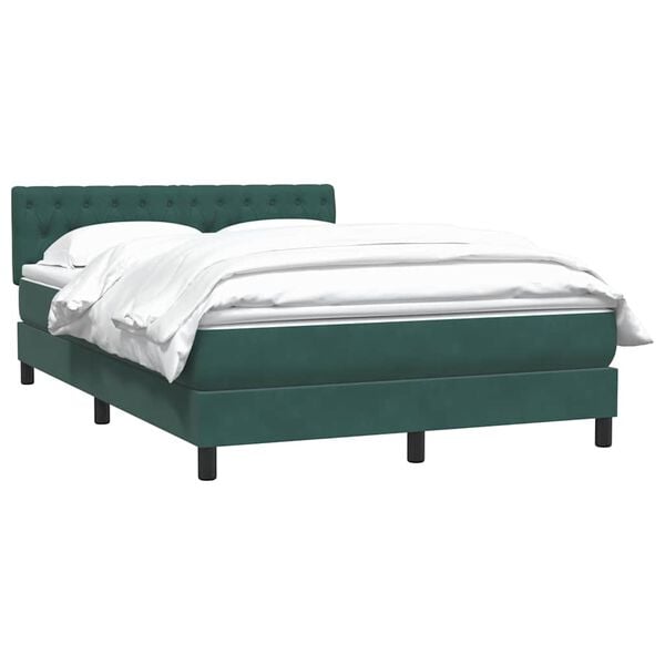 vidaXL Boxspringbett mit Matratze Dunkelgr&uuml;n 160x220 cm Samt