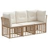 vidaXL Outdoor-Sofagarnitur mit Kissen 3 pcs Natur Polyester