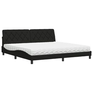 vidaXL Bett mit Matratze Schwarz 200x200 cm Stoff