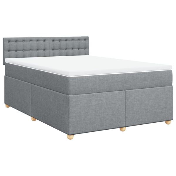 vidaXL Boxspringbett mit Matratze Hellgrau 140x200 cm Stoff