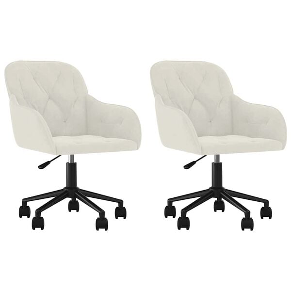 vidaXL Esszimmerst&uuml;hle 2 Stk. Drehbar Creme Samt