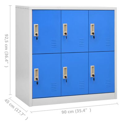 vidaXL Schließfachschrank Hellgrau und Blau 90x45x92,5 cm Stahl