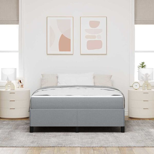 vidaXL Boxspringbett mit Matratze Hellgrau 140 x 190 cm Stoff
