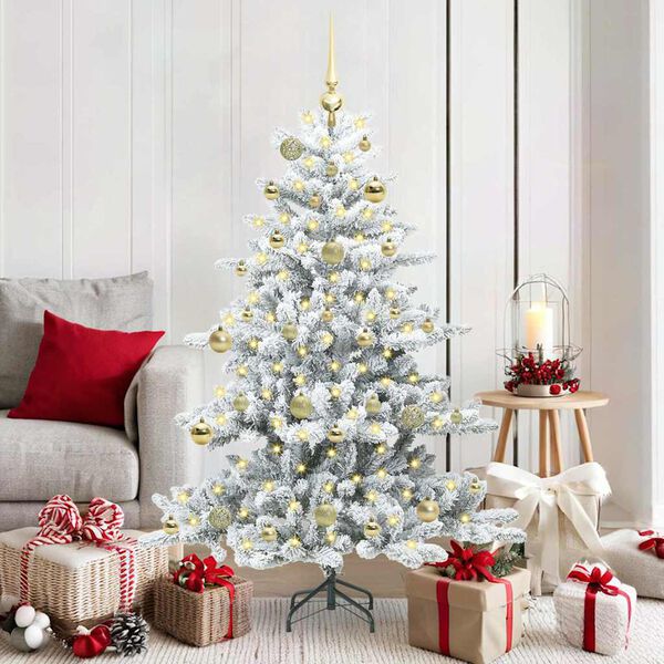 vidaXL K&uuml;nstlicher klappbarer Weihnachtsbaum Wei&szlig; 150 cm PVC und Stahl