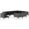 vidaXL 9-tlg. Garten-Lounge-Set mit Kissen Poly Rattan Dunkelgrau