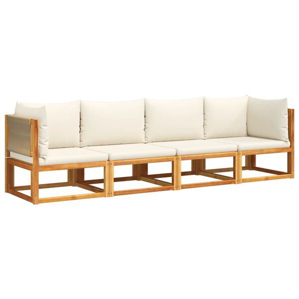 vidaXL 4-tlg. Gartensofa-Set mit Kissen Holz Akazie & Seil