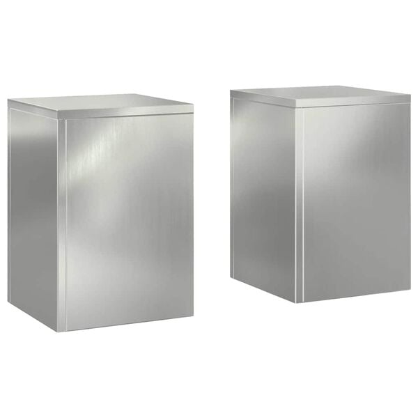 vidaXL Pflanzenständer 2 pcs Silber 24 x 24 x 35 cm Verzinkter Stahl