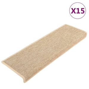 vidaXL Stufenmatten 15 Stk. 65x21x4 cm Hellbeige Rechteckiger Rand