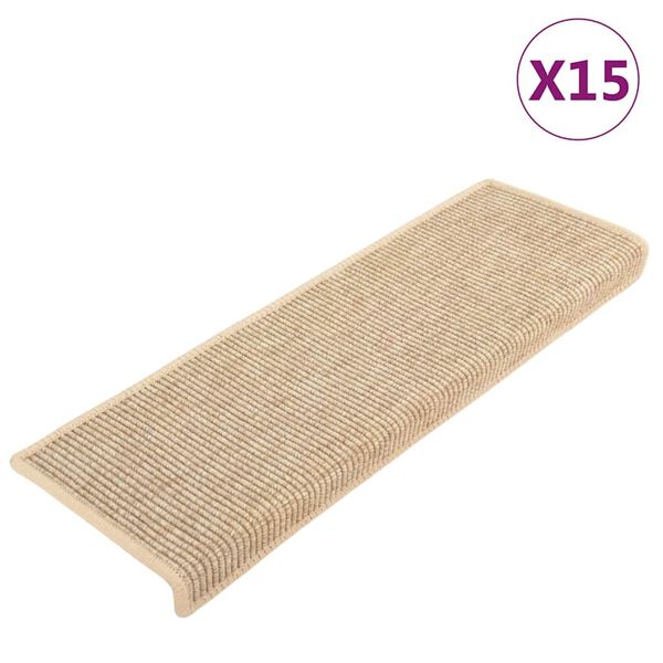vidaXL Stufenmatten 15 Stk. 65x21x4 cm Hellbeige Rechteckiger Rand