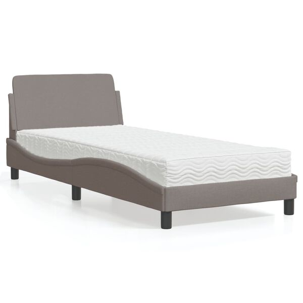 vidaXL Bett mit Matratze "Dover" Taupe 90x200 cm Stoff