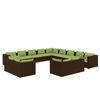 vidaXL 13-tlg. Garten-Lounge-Set mit Kissen Braun Poly Rattan