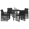 vidaXL Garten Essgruppe 5 pcs Schwarz Poly-Rattan