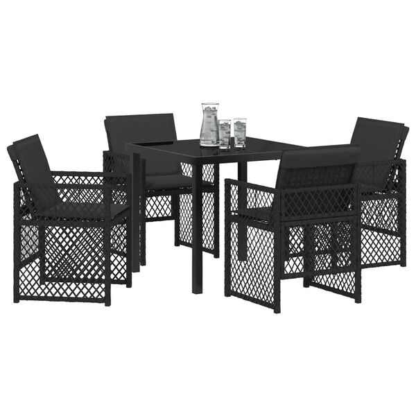 vidaXL Garten Essgruppe 5 pcs Schwarz Poly-Rattan