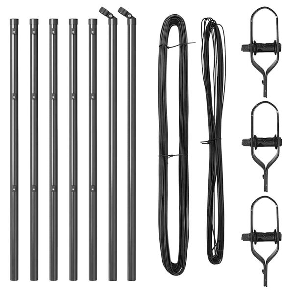 vidaXL Zaunpfosten 7 pcs Grau Stahl