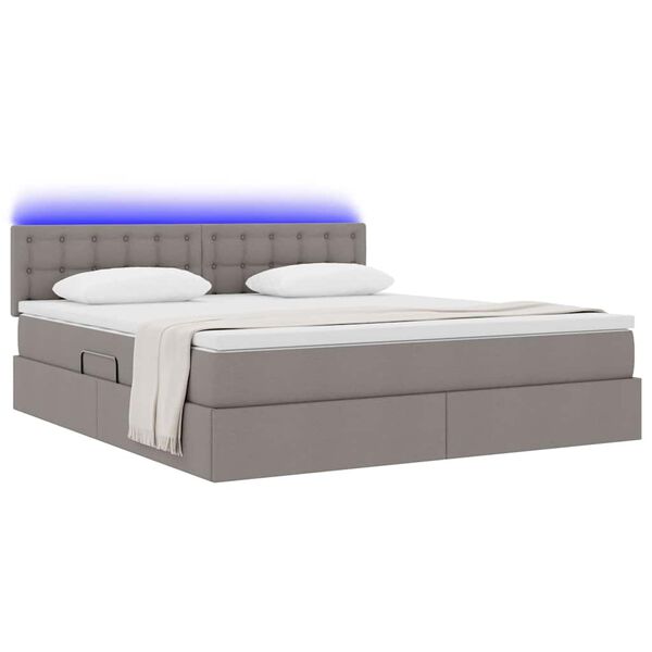 vidaXL Bett mit Stauraum und LED mit Matratze Taupe 160 x 200 cm Stoff