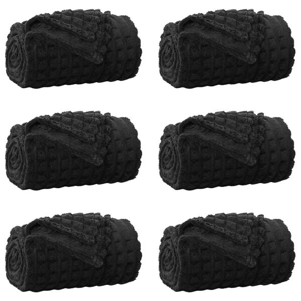 vidaXL Wohndecken 6 pcs Schwarz 270 x 240 cm Fleece