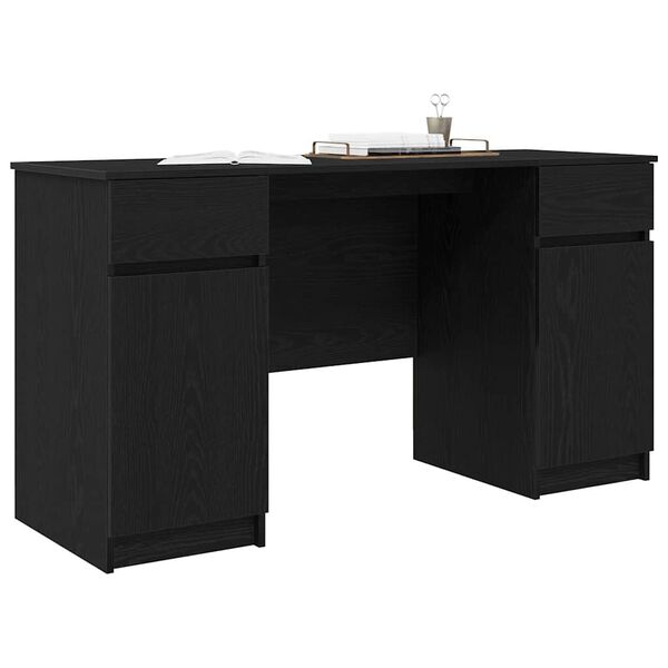 vidaXL Schreibtisch mit Regal Schwarz Eichen-Optik 140 x 49 x 76 cm
