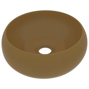 vidaXL Luxuri&ouml;ses Waschbecken Rund Matt Creme 40x15 cm Keramik