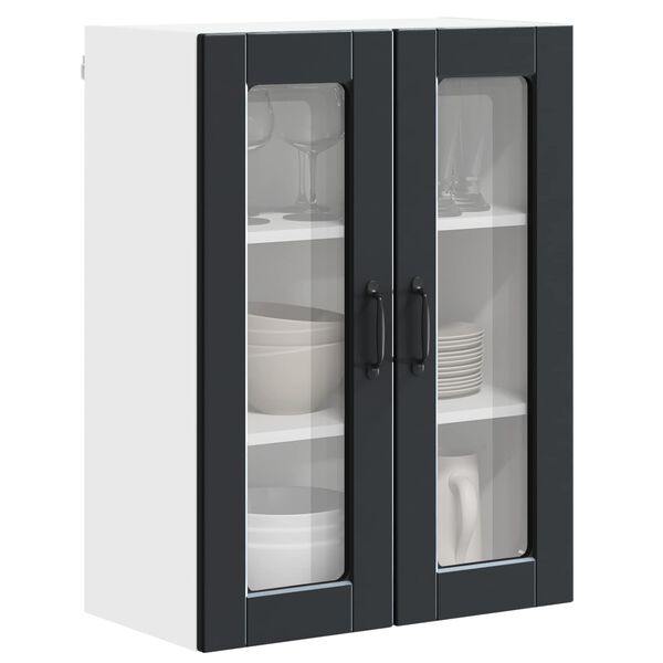 vidaXL K&uuml;chenschrank mit Regal Schwarz 60 x 31 x 80 cm Holzwerkstoff