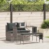 vidaXL 3-tlg. Garten-Essgruppe mit Kissen Grau Poly Rattan