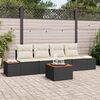 vidaXL Garten-Sofa-Set mit Kissen 5 pcs Schwarz Poly Rattan