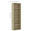 vidaXL B&uuml;cherregal 5 F&auml;cher Sonoma-Eiche 60x30x189 cm Holzwerkstoff