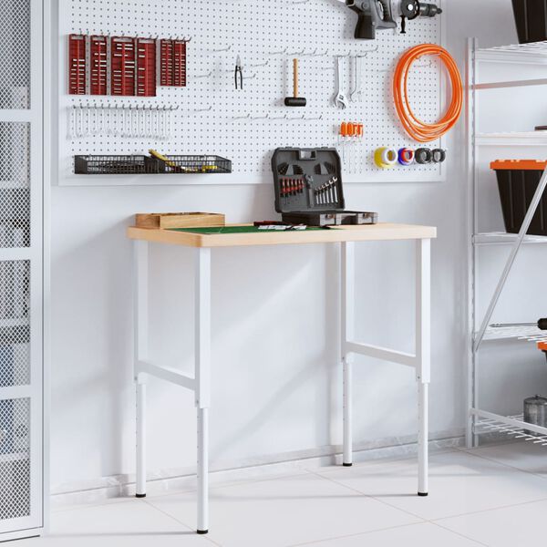 vidaXL Werkbank 100x60x(73-99,5) cm Massivholz Eiche Rechteckig