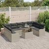 vidaXL Garten-Sofa-Set mit Kissen 10 pcs Hellgrau Poly Rattan