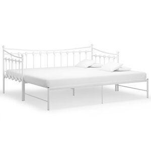vidaXL Ausziehsofa Bettgestell Wei&szlig; Metall 90x200 cm