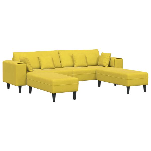 vidaXL Sofa mit Kissen 3 pcs Gelb Samt