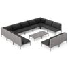 vidaXL 12-tlg. Garten-Lounge-Set mit Kissen Poly Rattan Dunkelgrau