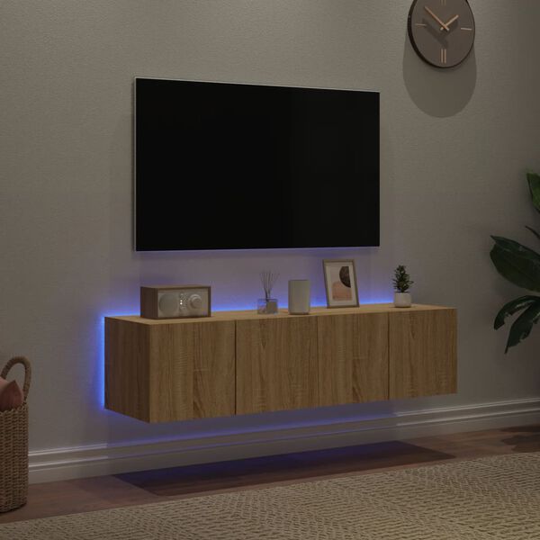 vidaXL TV-Wandschr&auml;nke mit LED-Leuchten 2 Stk. Sonoma-Eiche 60x35x31cm