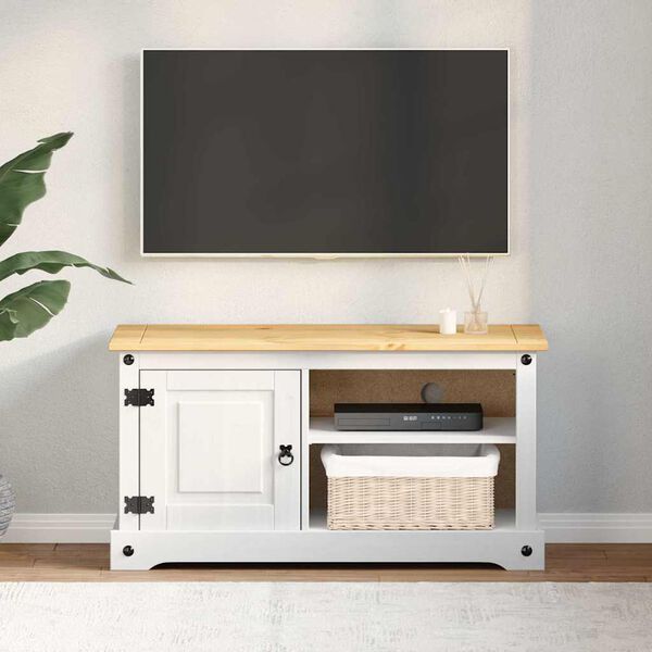 vidaXL TV-Schr&auml;nk Corona Wei&szlig; 100 x 40 x 52 cm Massives Kiefernholz