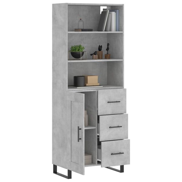 vidaXL Highboard Betongrau 69,5x34x180 cm Holzwerkstoff