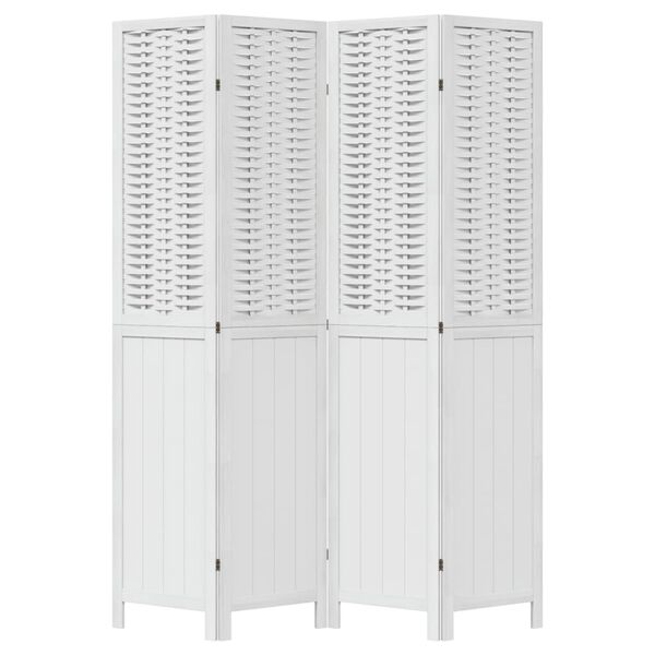 vidaXL 4-tlg. Raumteiler Wei&szlig; Massivholz Paulownia