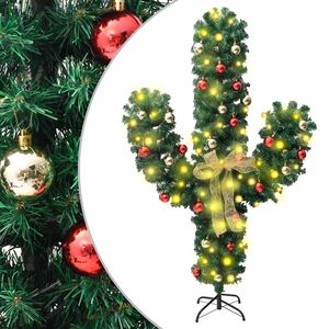 vidaXL Weihnachtsdeko Kaktus mit St&auml;nder und LED Gr&uuml;n 150 cm PVC