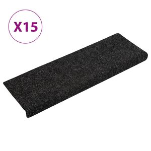 vidaXL Stufenmatten Selbstklebend 15 Stk. 65x21x4 cm Schwarz Rechteckiger Rand