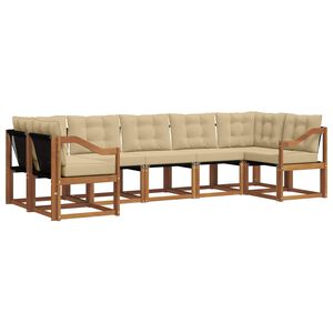 vidaXL Outdoor-Sofagarnitur mit Kissen 7 pcs Natur und Beige
