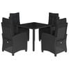 vidaXL 5-tlg. Garten-Essgruppe mit Kissen Schwarz Poly Rattan