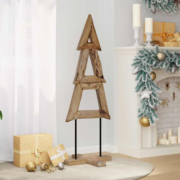 vidaXL Weihnachtsbaum mit St&auml;nder Braun 120 cm Massivholz Teak