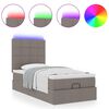 vidaXL Ottomane Bett mit Matratze & LEDs Taupe 90x200 cm Stoff