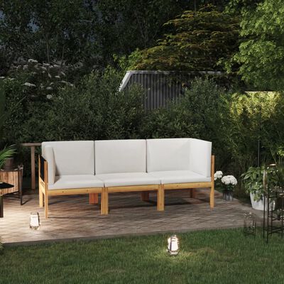 vidaXL 3-Sitzer-Gartensofa mit Kissen Massivholz Akazie