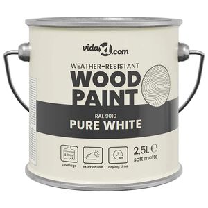 vidaXL Holzfarbe Wei&szlig; 2,5 L Wanddruck