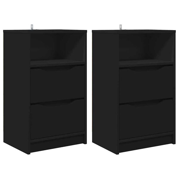 vidaXL Nachttische 2 pcs Schwarz 40 x 30 x 467 cm Holzwerkstoff