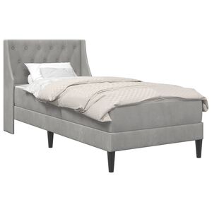 vidaXL Bettgestell mit Matratze mit Kopfteil Hellgrau 90 x 190 cm Samt